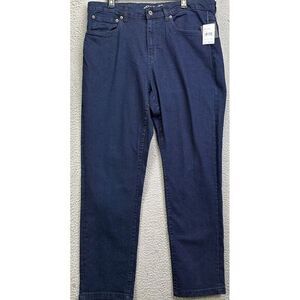 Eddie Bauer Jeans Mens 36X30 Flex Retro Blue Slim Fit Straight Stretch Denim NEW